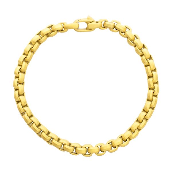 6mm Matte Finish 18Kt Gold IP Stainless Steel Bold Box Chain Bracelet Texas Gold Connection greenville, TX
