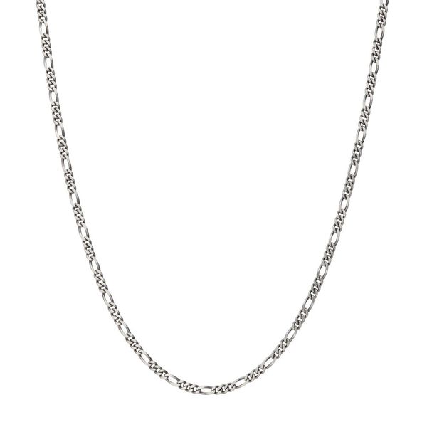 3.6mm 925 Italy Silver Black Rhodium Plated Brushed Satin Finish Figaro Chain Necklace Image 2 Texas Gold Connection greenville, TX