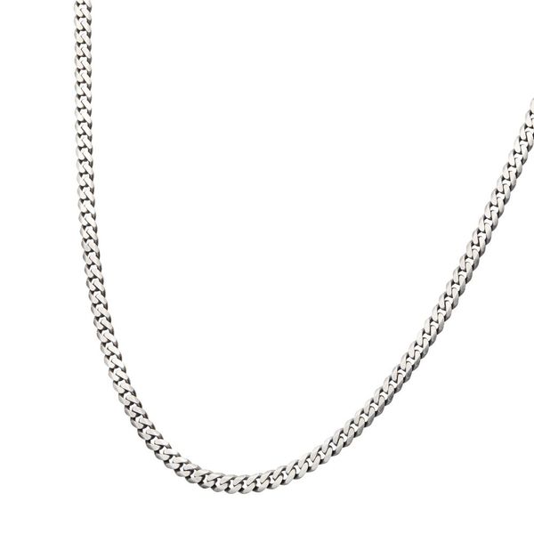5.4mm 925 Italy Silver Black Rhodium Plated Brushed Satin Finish Diamond Cut Curb Chain Necklace Image 2 Texas Gold Connection greenville, TX