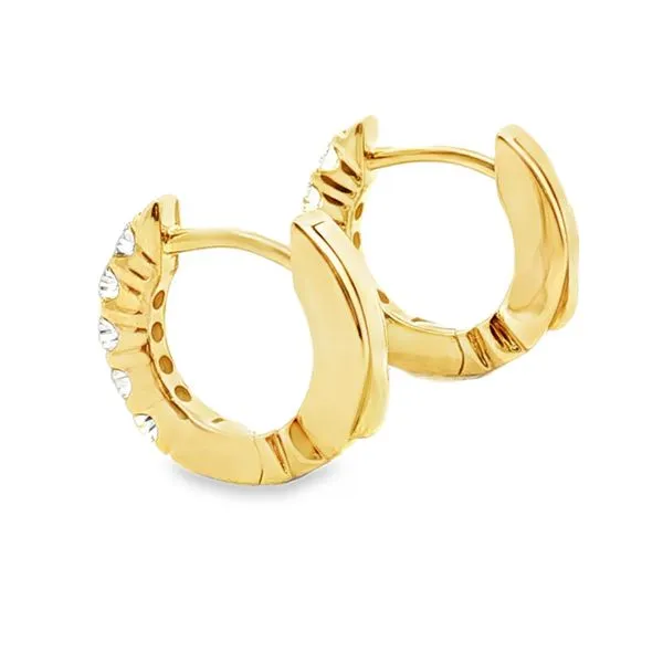 14K Yellow Small Diamond Hoop Earrings Image 3 The Blue Diamond Jefferson City, MO