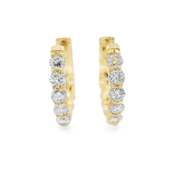 14K Yellow Small Diamond Hoop Earrings The Blue Diamond Jefferson City, MO