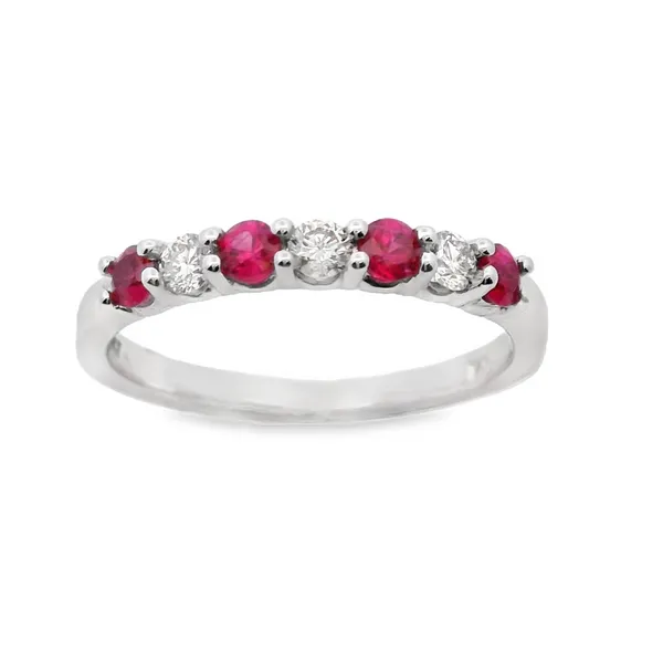 14K White Ruby & Diamond Band Image 2 The Blue Diamond Jefferson City, MO