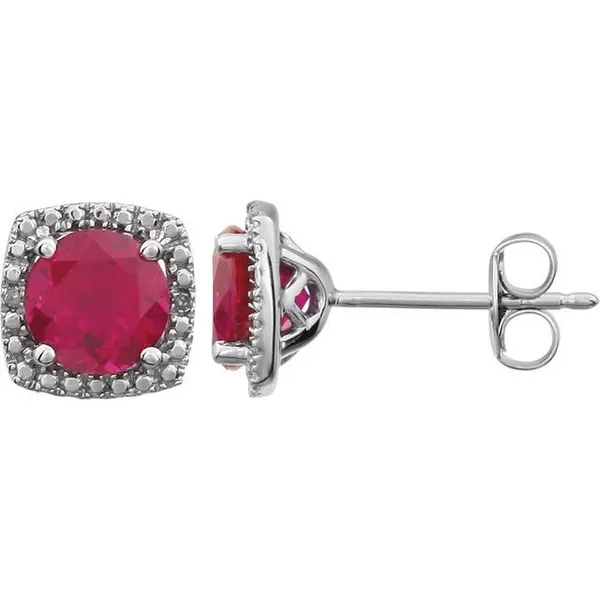 Sterling SIlver Lab-Grown Ruby & Diamond Earrings The Blue Diamond Jefferson City, MO