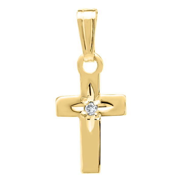 14K Yellow Gold Kids Cross Necklace The Blue Diamond Jefferson City, MO