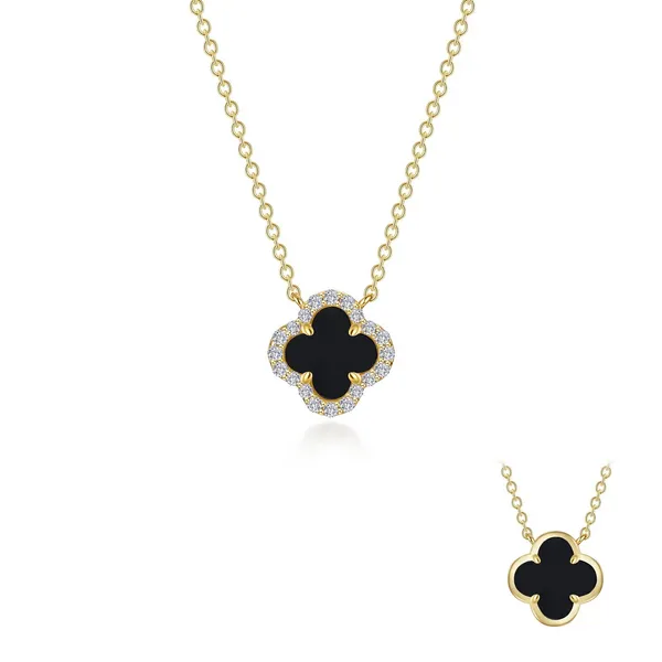 Sterling Silver / Yellow Black Onyx Clover Inspred Necklace The Blue Diamond Jefferson City, MO