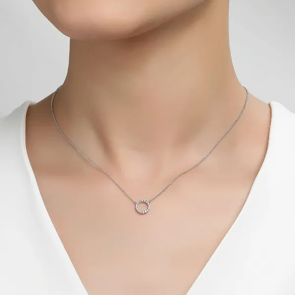 Sterling Silver Circle Necklace Image 2 The Blue Diamond Jefferson City, MO