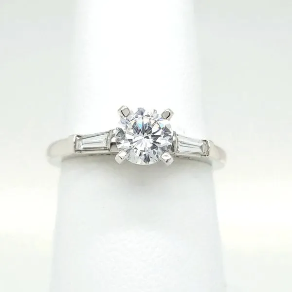14kt WG 3 stone Baguette Diamond Engagement Ring thumb image 1