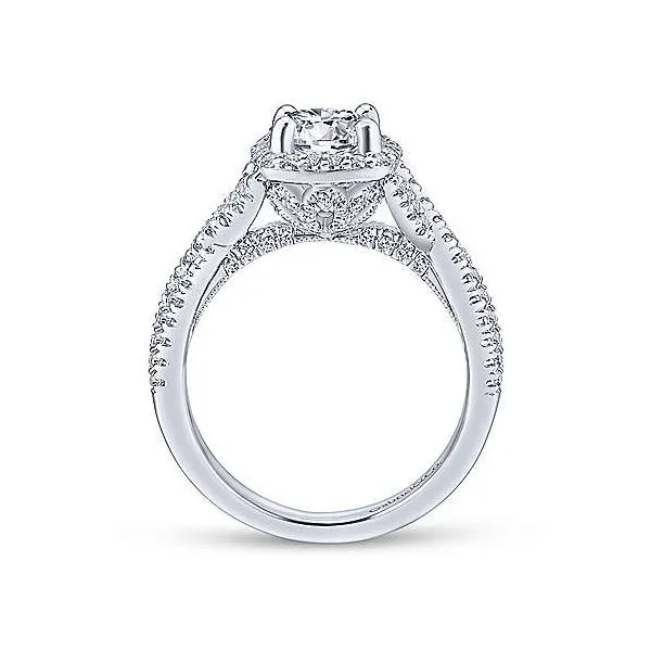 Twisted Shank Cushion Halo Engagement Ring