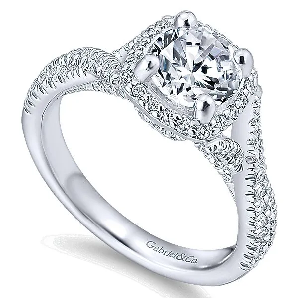 Twisted cushion halo engagement ring clearance