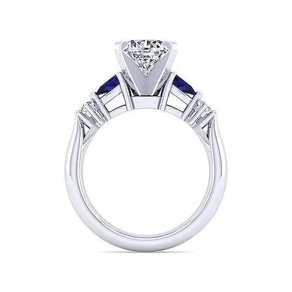 3 Stone Engagement Ring with Sapphire