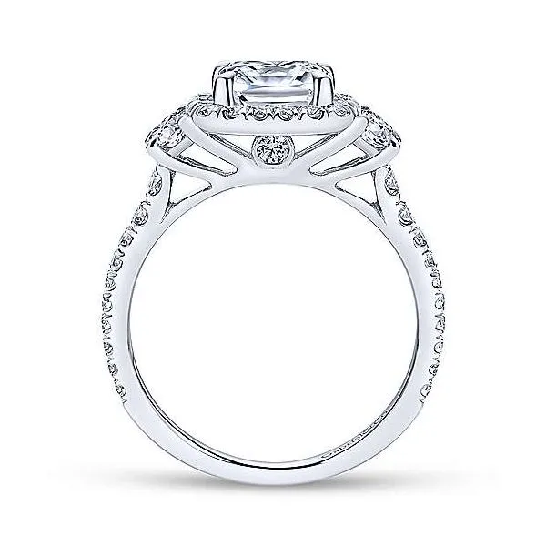 3 stone Halo Engagement Ring