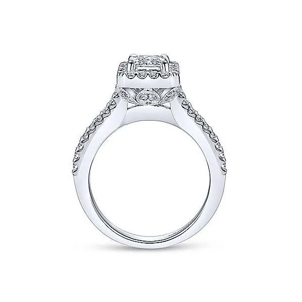 Emerald cut Halo Engagement Ring thumb image 2