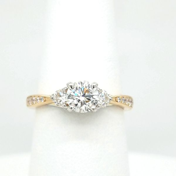 14kt YG 1.10ct TW 3 stone diamond engagement ring Carroll's Jewelers Doylestown, PA