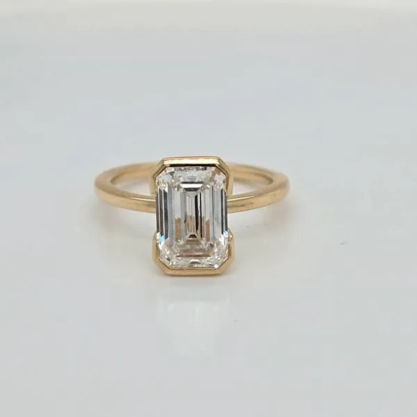 14kt YG 3.14ct Lab Grown Emerald Cut Diamond Engagement ring thumb image 1