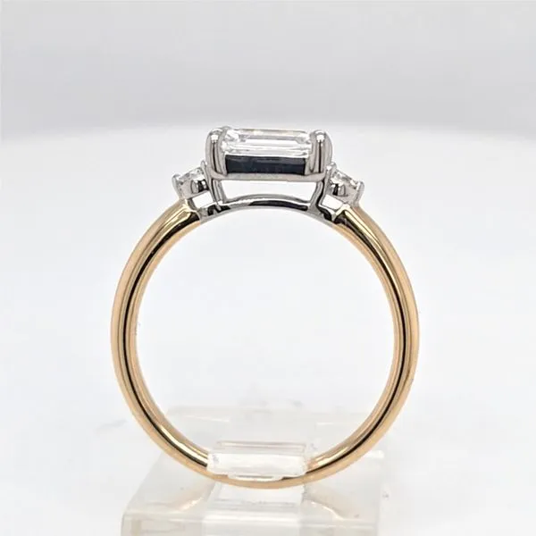 14kt 2 Tone 1.31ct Emerald Cut 3 stone Engagement ring