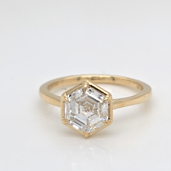 Lab Grown 2.01 Hexagon Diamond Solitaire Engagement Ring Image 3 Carroll's Jewelers Doylestown, PA