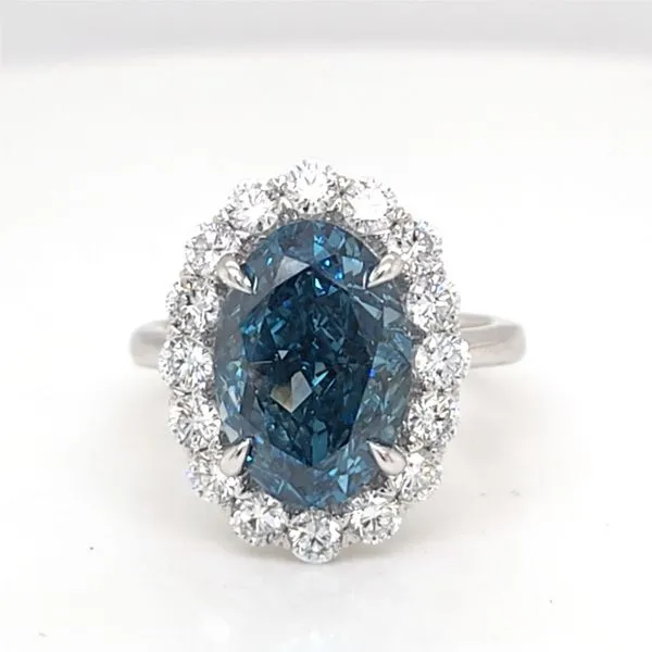 14kt WG Lab Oval Blue Diamond Ring thumb image 1