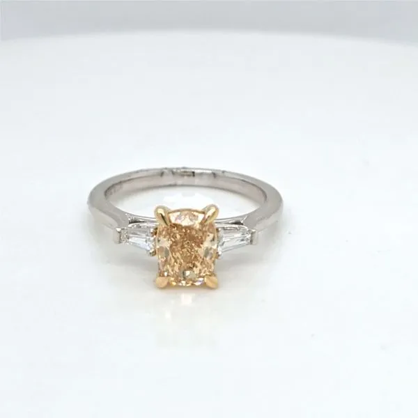 2 Tone 3 Stone Cushion Yellow Diamond Engagement Ring Carroll's Jewelers Doylestown, PA