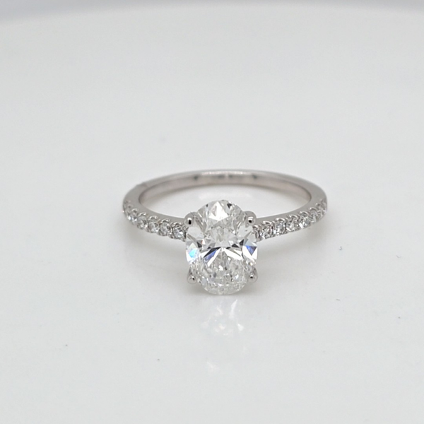 WG Lab Grown Diamond Engagement ring with Oval center Carroll's Jewelers Doylestown, PA