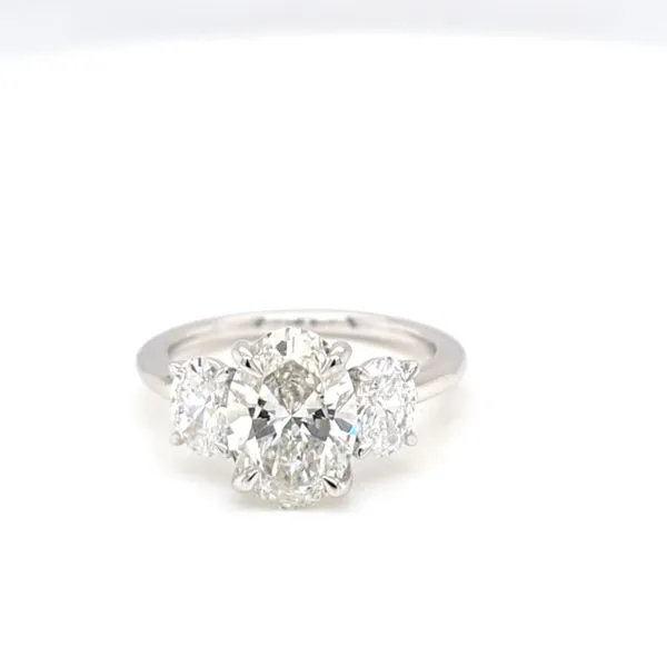 14kt WG 3.50ct TW LG Diamond 3 stone ring Carroll's Jewelers Doylestown, PA