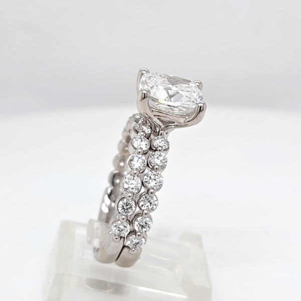 14kt WG Lab Grown Cushion Engagement Ring and Wedding Band Set Image 2 Carroll's Jewelers Doylestown, PA