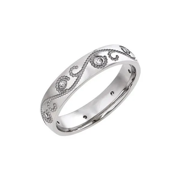 14kt WG diamond band with beaded design similar item image
