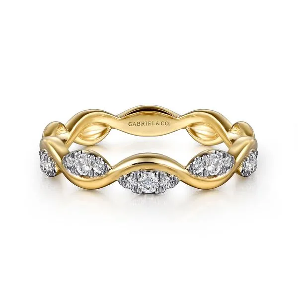 14kt YG Twisted Diamond Band