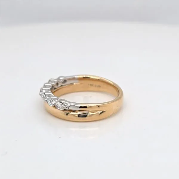 14kt 2 Tone Diamond Cigar Band