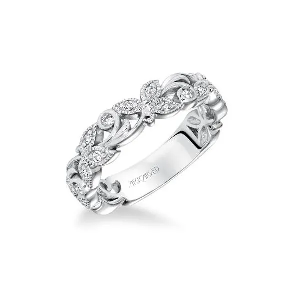 14kt WG Floral Diamond Wedding/anniversary band