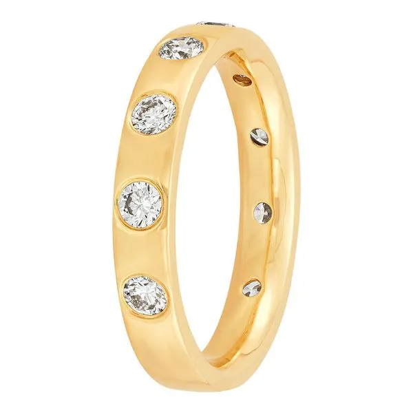 14kt YG LG Diamond Burnished Band