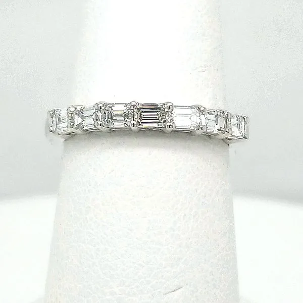 14kt WG .72ct TW LG Emerald Cut Diamond Band Carroll's Jewelers Doylestown, PA