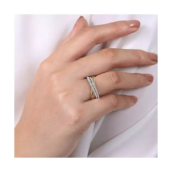 14k White Gold Diamond Criss Cross Ring | Donna Jewelry Co