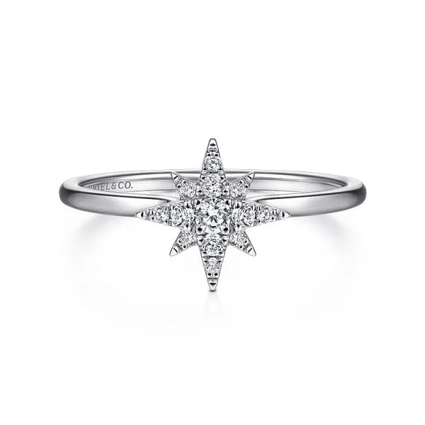 14kt WG Diamond Starburst Ring
