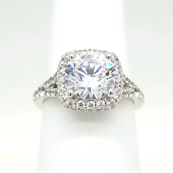 Split Shank Cushion Halo Engagement Ring thumb image 1