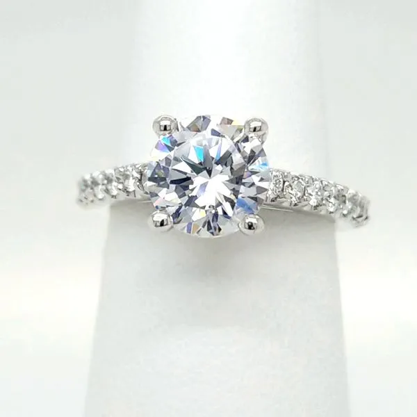14kt WG Single Row Diamond Engagement Ring