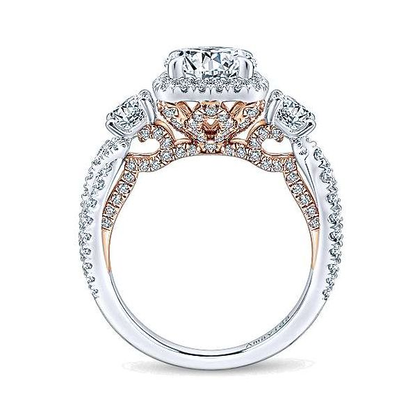 Halo three stone style Engagement Ring Carroll's Jewelers Doylestown, PA
