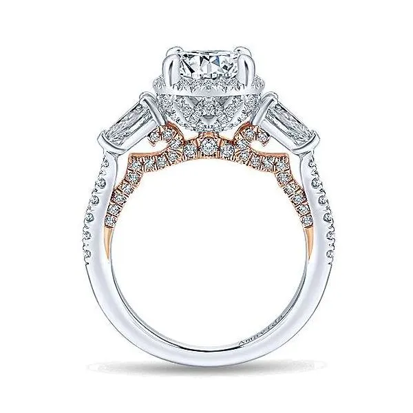 Halo 3 stone engagement ring thumb image 2