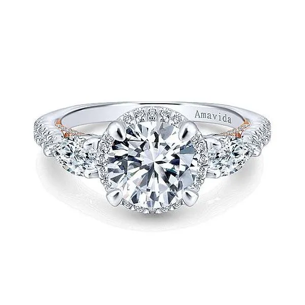 Halo 3 stone engagement ring thumb image 3