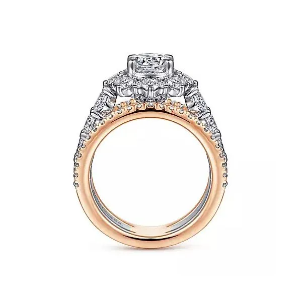 3 Row Wide Halo Engagement Ring thumb image 2