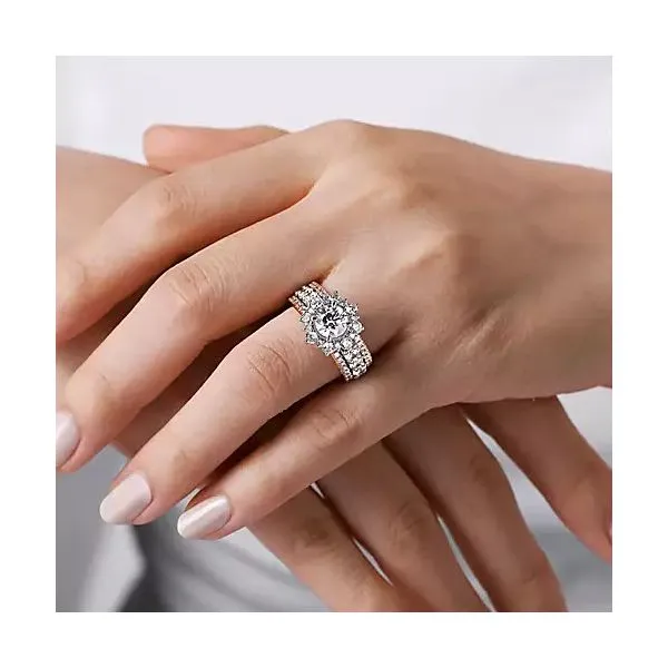 3 Row Wide Halo Engagement Ring thumb image 3