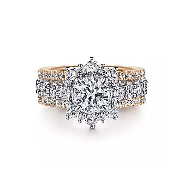 3 Row Wide Halo Engagement Ring thumb image 1