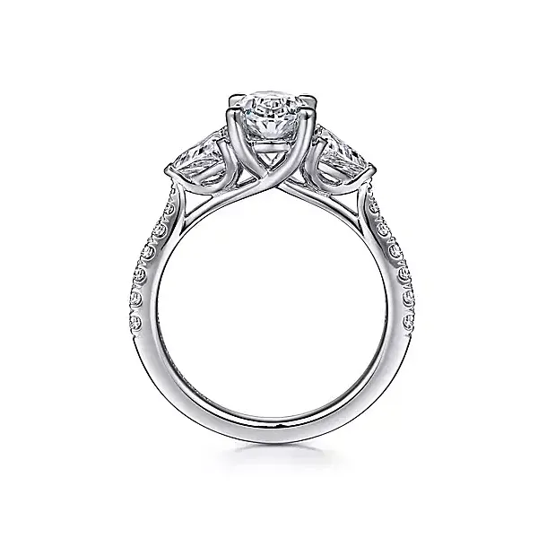 Oval 3 stone engagement ring with trapezoids Image 2 Carroll's Jewelers Doylestown, PA