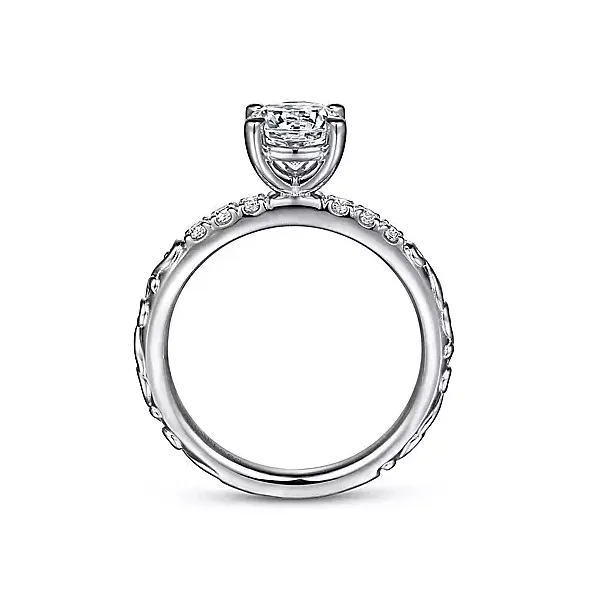 Diamond Engagement Ring with vintage engraving thumb image 2