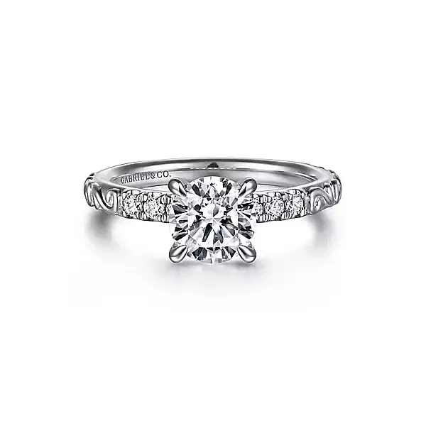 Diamond Engagement Ring with vintage engraving thumb image 1