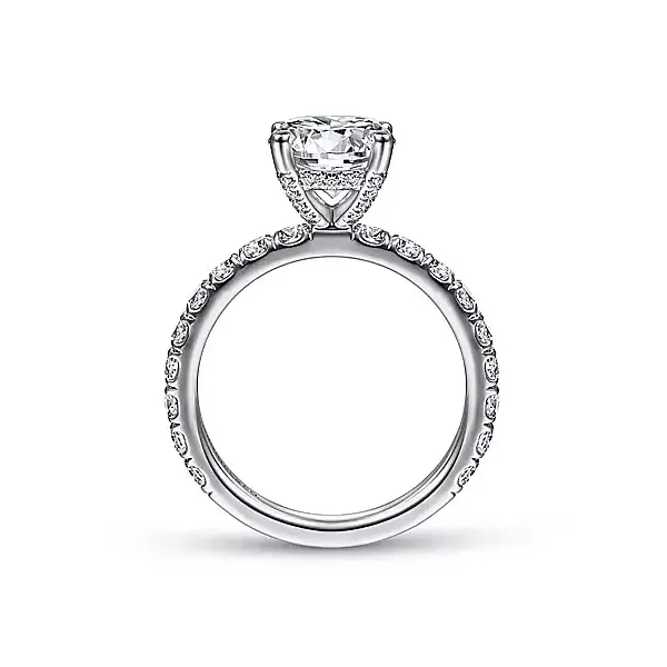 Single Row Hidden Halo Engagement Ring thumb image 2