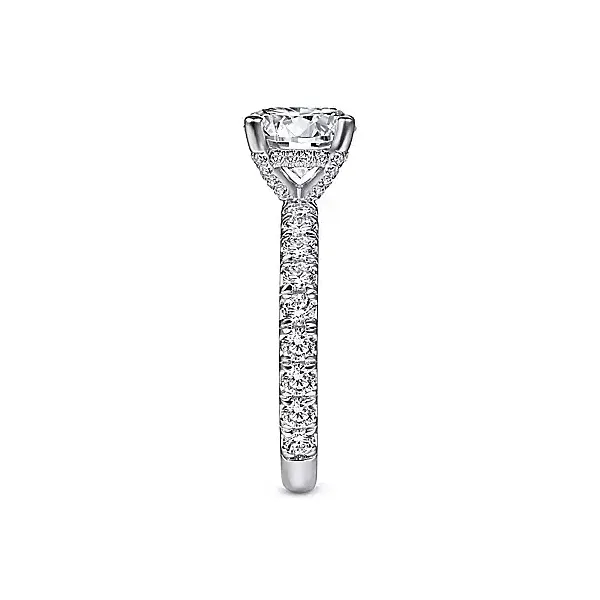 Single Row Hidden Halo Engagement Ring thumb image 3