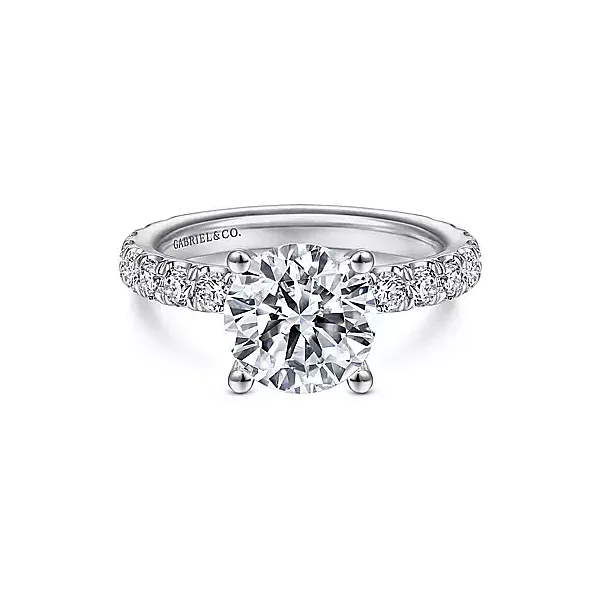 Single Row Hidden Halo Engagement Ring thumb image 1