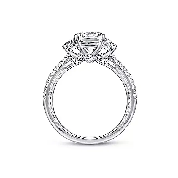 Cushion Diamond three stone ring. thumb image 2
