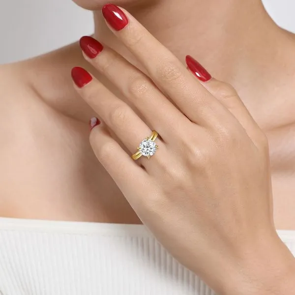 Gabriel Solitiare engagement ring with hidden halo