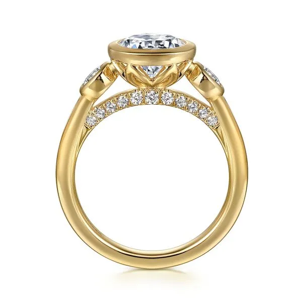 Gabriel 3 stone Bezel set Engagement Ring